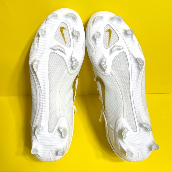 Nike Huarache 9 Elite Low LAX FG Cleats Size 10 White Metallic Gold FB1296-100 - Picture 6 of 7